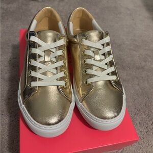 Lilly Pulitzer Metallic Gold and White Sneakers